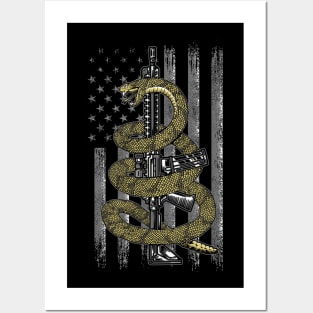 Snake Wrapped Around AR-15 Rifle Gun 2nd Amendment Posters and Art